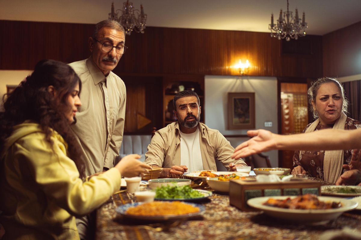 Family sharing a meal together
